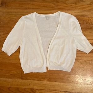 Talbots crop cardigan off white/cream color, short sleeve